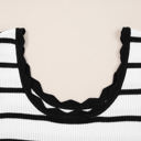  HIDDEN GEMS | Stripe Scalloped Scoop Neck Ribbed Knit Sweater