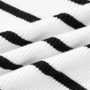 HIDDEN GEMS | Stripe Scalloped Scoop Neck Ribbed Knit Sweater