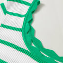 HIDDEN GEMS | Stripe Scalloped Scoop Neck Ribbed Knit Sweater