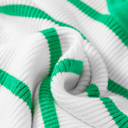  Stripe Scalloped Scoop Neck Ribbed Knit Sweater