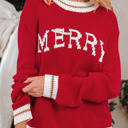 Fiery Red Small HIDDEN GEMS | MERRY Colorblock Trim Drop Shoulder Sweater