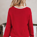 HIDDEN GEMS | MERRY Colorblock Trim Drop Shoulder Sweater