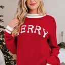  HIDDEN GEMS | MERRY Colorblock Trim Drop Shoulder Sweater