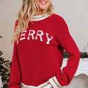  HIDDEN GEMS | MERRY Colorblock Trim Drop Shoulder Sweater