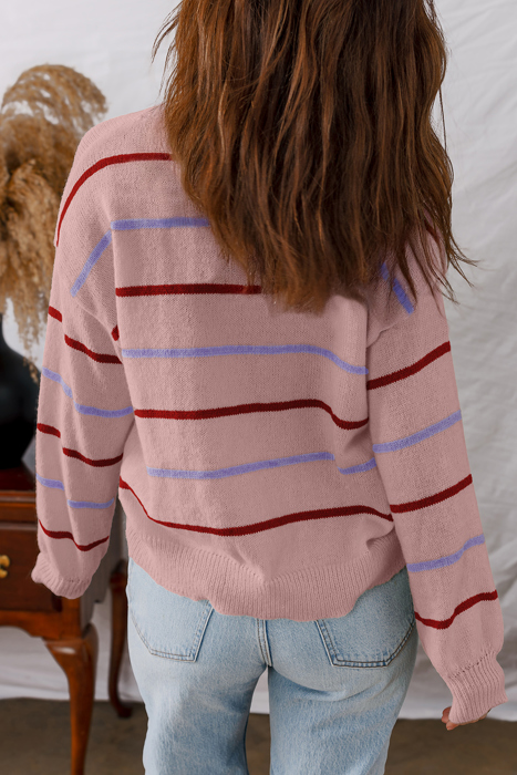 HIDDEN GEMS | Stripe Ribbed Drop Shoulder Sweater