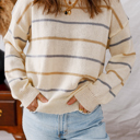  HIDDEN GEMS | Stripe Ribbed Drop Shoulder Sweater
