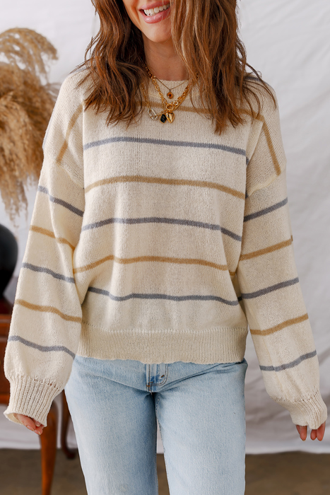 HIDDEN GEMS | Stripe Ribbed Drop Shoulder Sweater