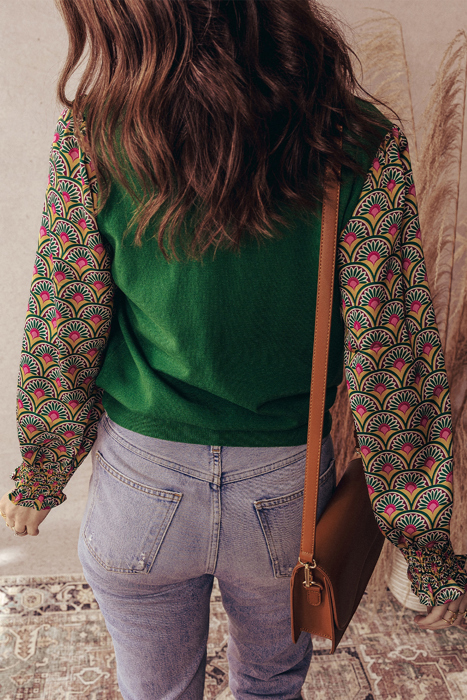 HIDDEN GEMS | Floral Patchwork Puff Sleeve Sweater