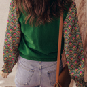  HIDDEN GEMS | Floral Patchwork Puff Sleeve Sweater