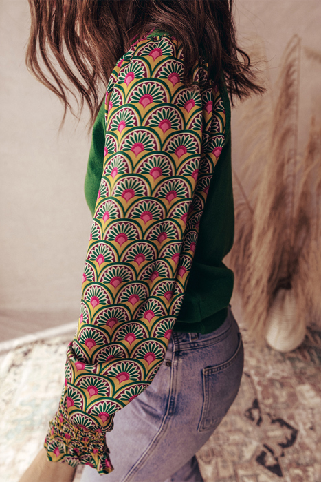 HIDDEN GEMS | Floral Patchwork Puff Sleeve Sweater