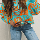 Light Blue Small HIDDEN GEMS | Western Bows & Horseshoes Sweater