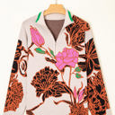  HIDDEN GEMS | Floral Knit Quarter-Zip Long Sleeve Sweater
