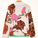 HIDDEN GEMS | Floral Knit Quarter-Zip Long Sleeve Sweater