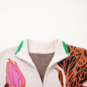  HIDDEN GEMS | Floral Knit Quarter-Zip Long Sleeve Sweater