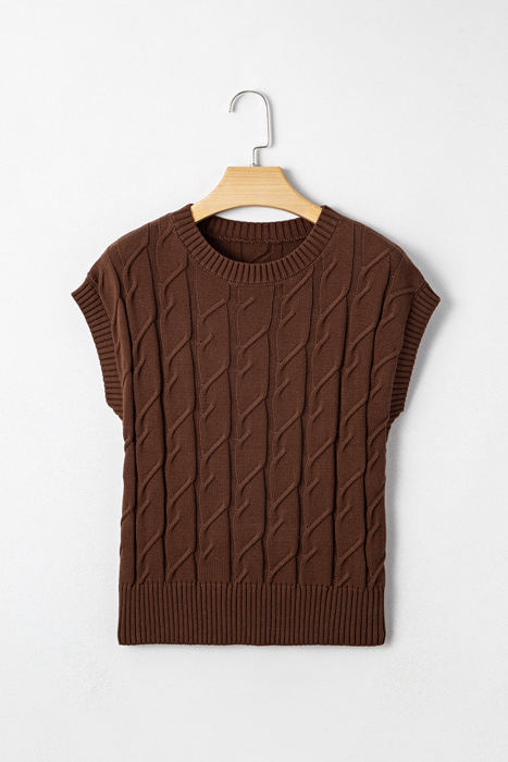 HIDDEN GEMS | Cable Knit Short Sleeve Sweater Top
