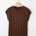 HIDDEN GEMS | Cable Knit Short Sleeve Sweater Top