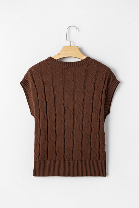 HIDDEN GEMS | Cable Knit Short Sleeve Sweater Top
