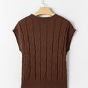  HIDDEN GEMS | Cable Knit Short Sleeve Sweater Top