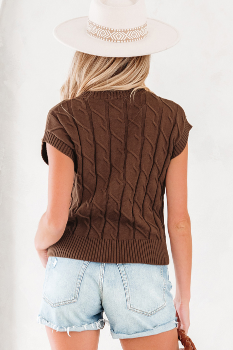 HIDDEN GEMS | Cable Knit Short Sleeve Sweater Top