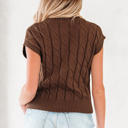  HIDDEN GEMS | Cable Knit Short Sleeve Sweater Top