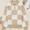  HIDDEN GEMS | Checker Collared Long Sleeve Sweater