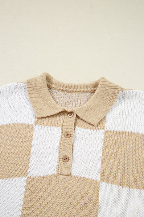HIDDEN GEMS | Checker Collared Long Sleeve Sweater