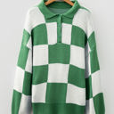  HIDDEN GEMS | Checker Collared Long Sleeve Sweater
