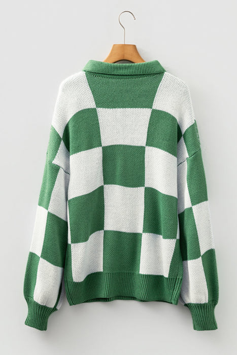 HIDDEN GEMS | Checker Collared Long Sleeve Sweater