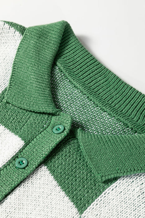 HIDDEN GEMS | Checker Collared Long Sleeve Sweater