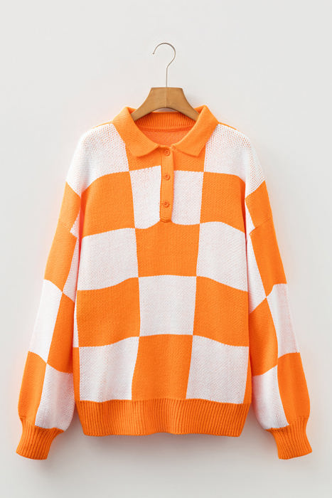 HIDDEN GEMS | Checker Collared Long Sleeve Sweater