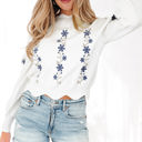 HIDDEN GEMS | Floral Embroidered Scallop Hem Sweater