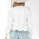  HIDDEN GEMS | Floral Embroidered Scallop Hem Sweater