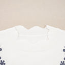 HIDDEN GEMS | Floral Embroidered Scallop Hem Sweater