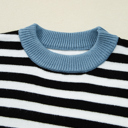  HIDDEN GEMS | Stripe Colorblock Ribbed Trim Sweater
