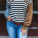 Color black Small HIDDEN GEMS | Stripe Colorblock Ribbed Trim Sweater