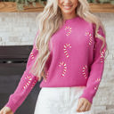  HIDDEN GEMS | Christmas Candy Cane Crewneck Sweater