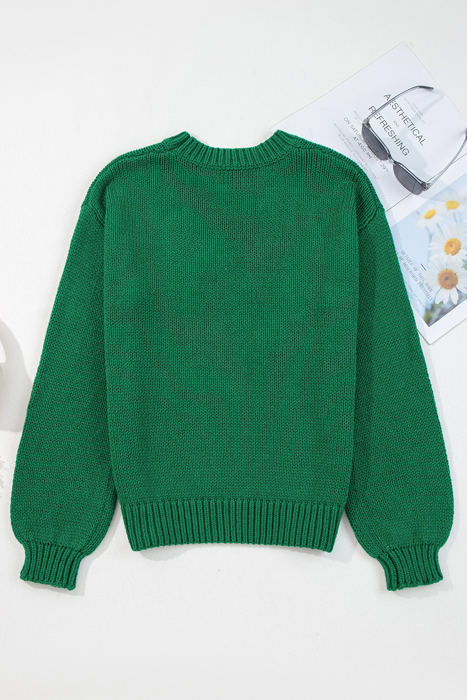 HIDDEN GEMS | Christmas Plaid Bow Drop Shoulder Sweater