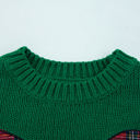  HIDDEN GEMS | Christmas Plaid Bow Drop Shoulder Sweater