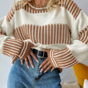  HIDDEN GEMS | Stripe Patchwork Drop Shoulder Sweater