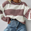  HIDDEN GEMS | Stripe Patchwork Drop Shoulder Sweater