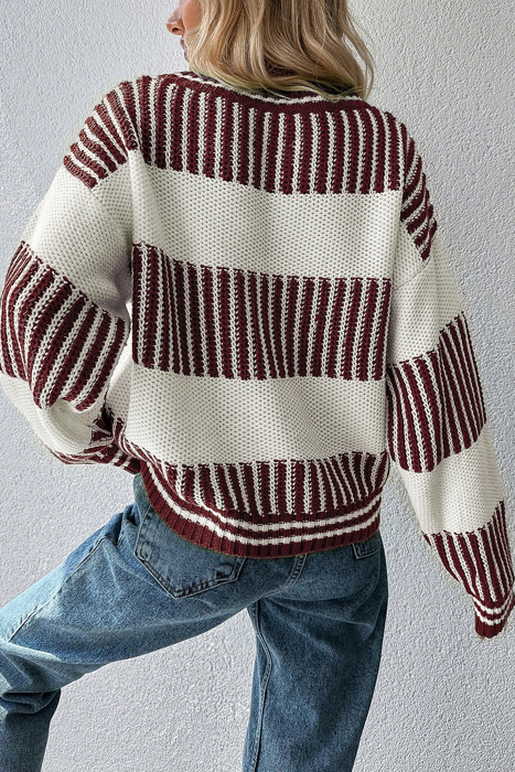 HIDDEN GEMS | Stripe Patchwork Drop Shoulder Sweater
