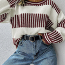  HIDDEN GEMS | Stripe Patchwork Drop Shoulder Sweater