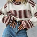 Brown Small HIDDEN GEMS | Stripe Patchwork Drop Shoulder Sweater