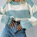  HIDDEN GEMS | Stripe Patchwork Drop Shoulder Sweater