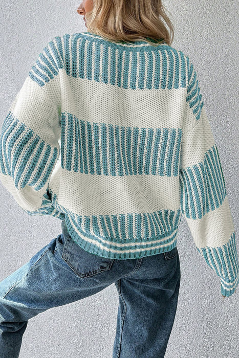 HIDDEN GEMS | Stripe Patchwork Drop Shoulder Sweater