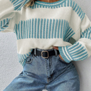  HIDDEN GEMS | Stripe Patchwork Drop Shoulder Sweater