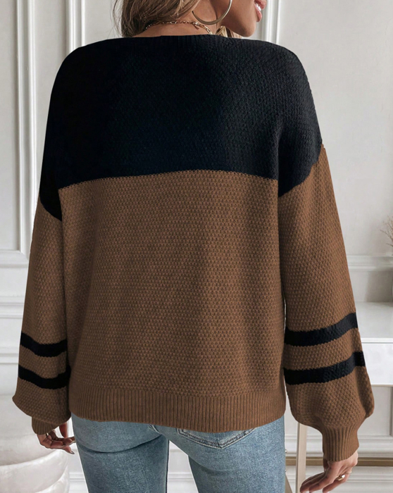 HIDDEN GEMS | Colorblock Stripe Long Sleeve Sweater