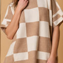  HIDDEN GEMS | Checker Short Sleeve Drop Shoulder Sweater