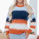  HIDDEN GEMS | Colorblock Round Neck Long Sleeve Sweater