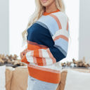  HIDDEN GEMS | Colorblock Round Neck Long Sleeve Sweater